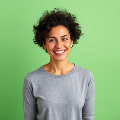 Woman with curly hair smiling