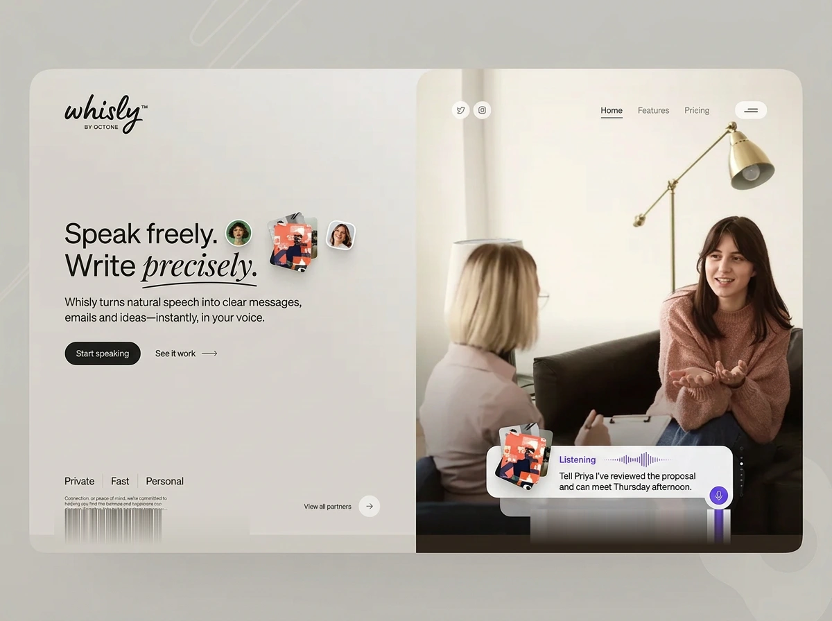 Whisly voice AI turning natural speech into precise writing